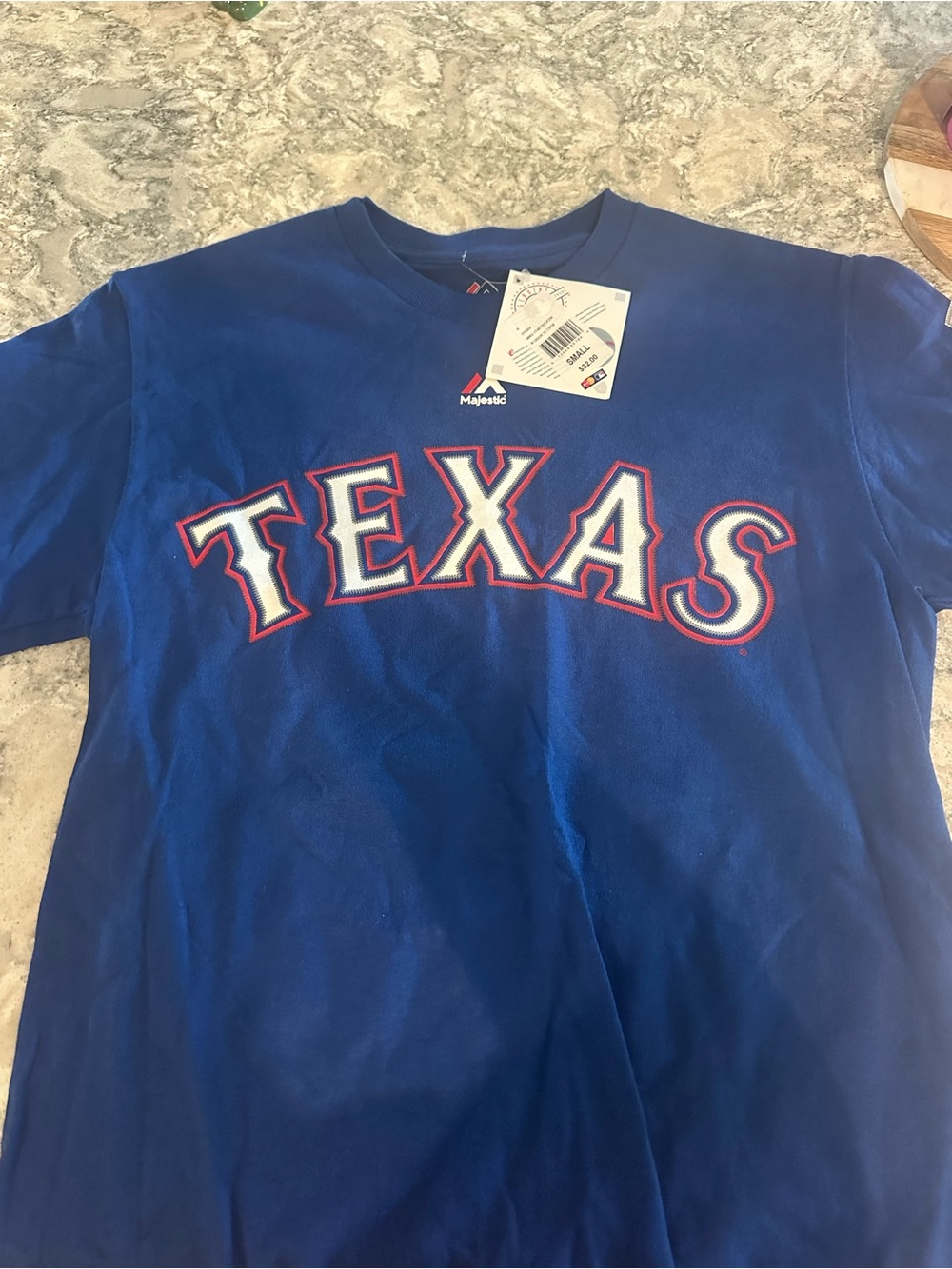 Texas Rangers Royal Blue Crewneck Tee with Red Accent Logo